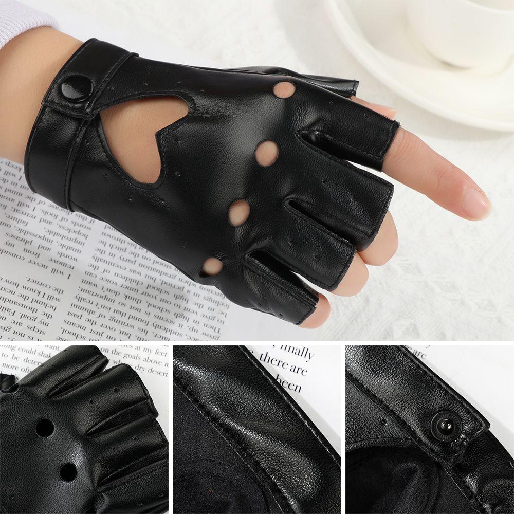 Găng Tay Da Hở Ngón Hình Trái Tim Cho Nam Và Nữ
