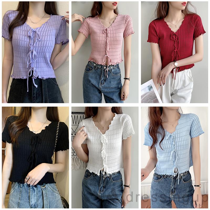 Áo Thun Nữ Tay Ngắn Cổ Chữ V Thời Trang Quyến Rũ