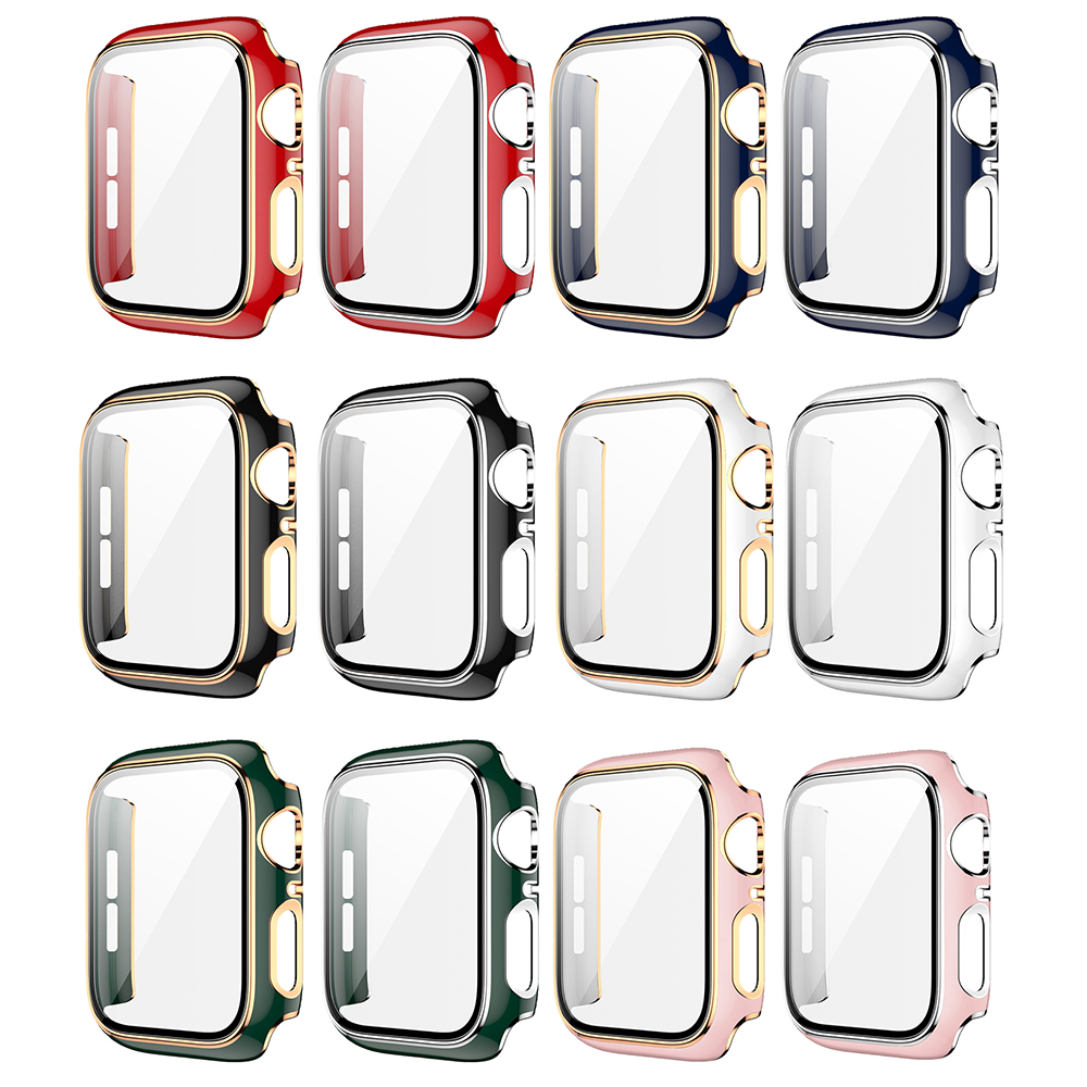 Vỏ bảo vệ màn hình cho Apple Watch Case Cover 44mm 40mm 42mm 38mm, Bảo vệ toàn diện Lớp phủ kính cường lực cho iwatch SE 6 5 4 3 2 1