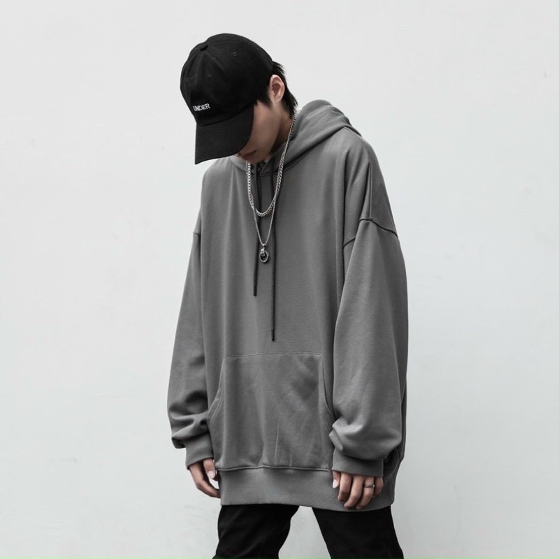 ÁO HOODIE XÁM TRƠN UNISEX NAM VÀ NỮ ( hình chụp thật )