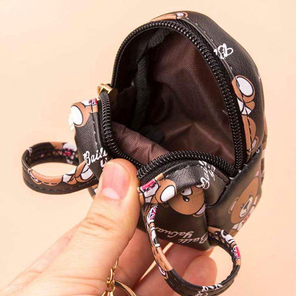 Túi Da Mini Đựng Tiền Xu / Chìa Khóa / Son Môi Có Khóa Kéo Hình Oval Dễ Thương