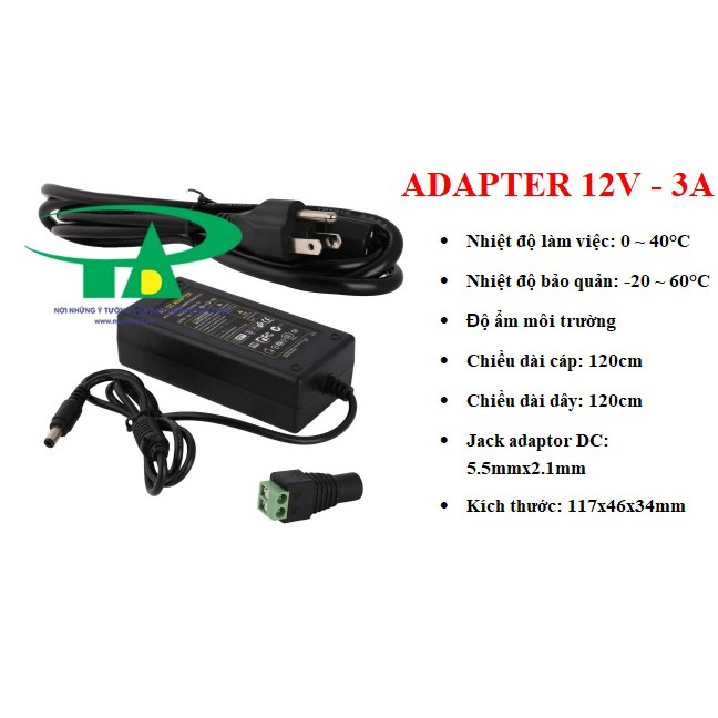 NGUỒN ADAPTER 12V 3A LOẠI TỐT, GIÁ RẺ, CHẤT LƯỢNG DÙNG CẤP NGUỒN DC12V CHO CAMERA, ĐÈN LED 12V, BƠM NƯỚC MINI...