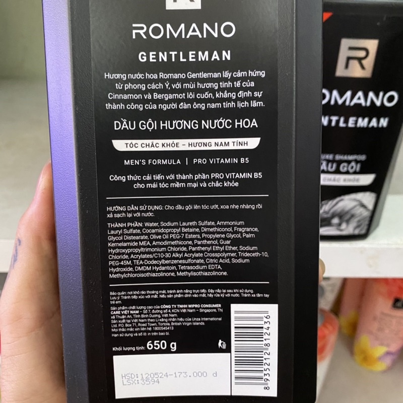 Dầu gội Romano GENTLEMAN cho tóc chắc khỏe 650g