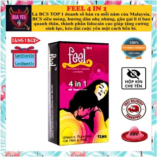 Bao Cao Su FEEL 4 IN 1 - Bi Gai - Kéo Dài Thời Gian Quan Hệ - Hộp 12 Cái- Xuất Xứ Chính Hãng Malaysia