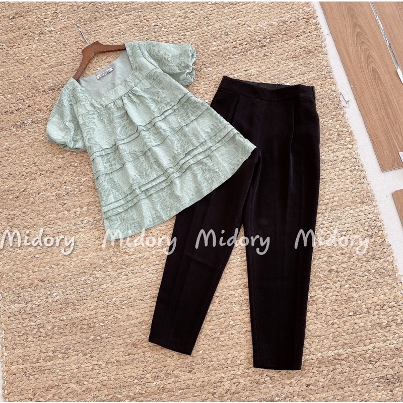 Áo tay bồng hai màu
