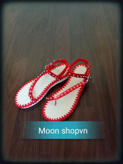Sandal sỏ ngón đính kim sa handmade