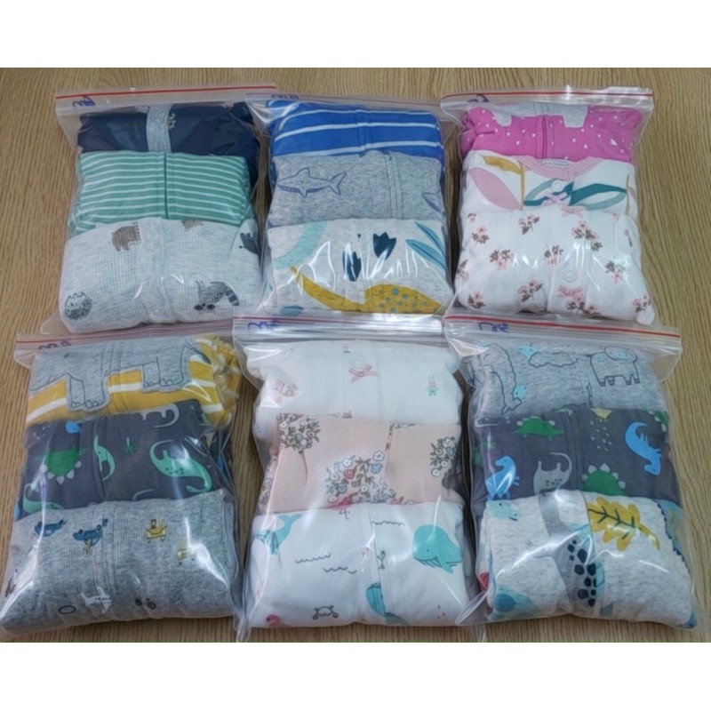 Set 3 body liền thân cotton xuất dư cho bé (sz 3M,6M,9M)