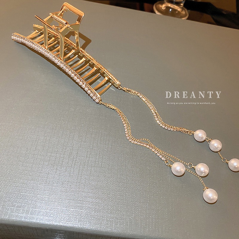 Kẹp Tóc Tua Rua Hình Học Đính Kim Cương Giả Bằng Kim Loại Cao Cấp