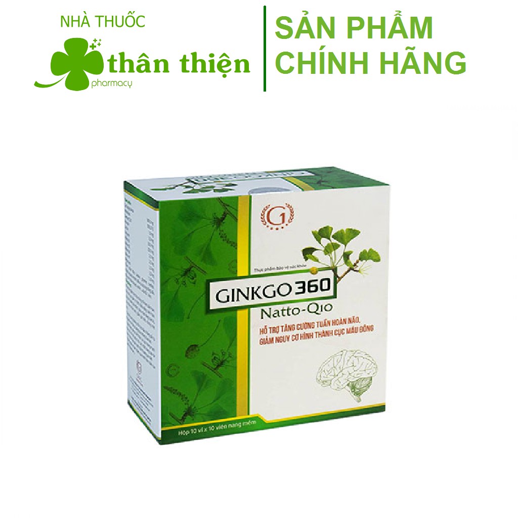 Ginkgo 360 Natto-Q10 GINIC -  hỗ trợ tăng cường tuần hoàn máu não, giảm nguy cơ tai biến, đột quỵ (100 viên)