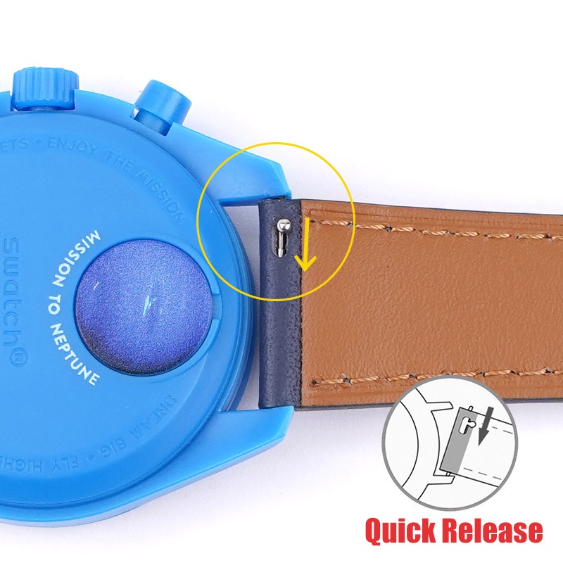 Dây Đeo Bằng Da Thật 20mm Chống Nước Tháo Gỡ Nhanh Cho Đồng Hồ Thể Thao Omega X Swatch MoonSwatch