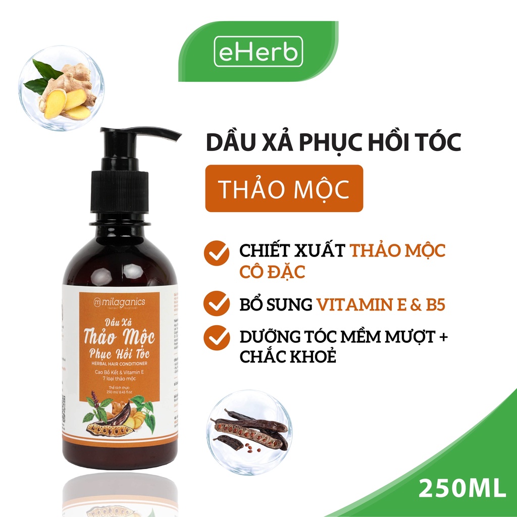 Dầu Xả Tóc 7 Loại Thảo Mộc Dưỡng Đen Tóc, Ngừa Rụng MILAGANICS 250ml (Chai)