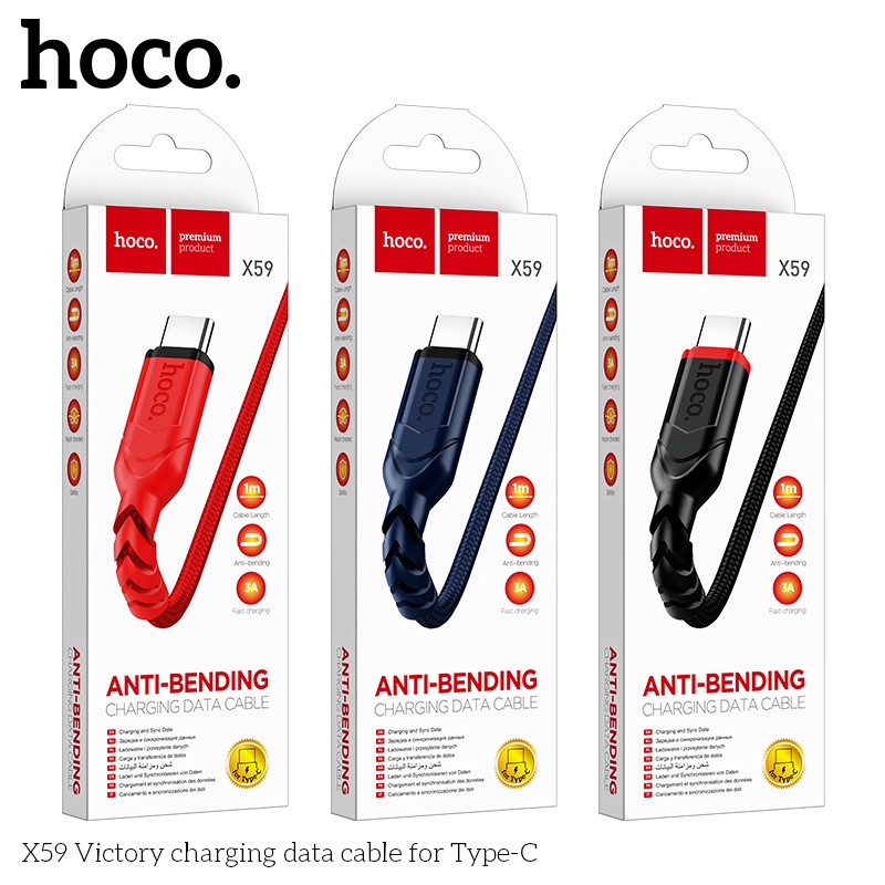 Cáp Sạc Hoco X59 Bọc Dù Dài 1M Dùng Cho Mọi Loại Máy, Dây Sạc 2.4A Chính Hãng Bảo Hành 1 Năm 1 Đổi 1