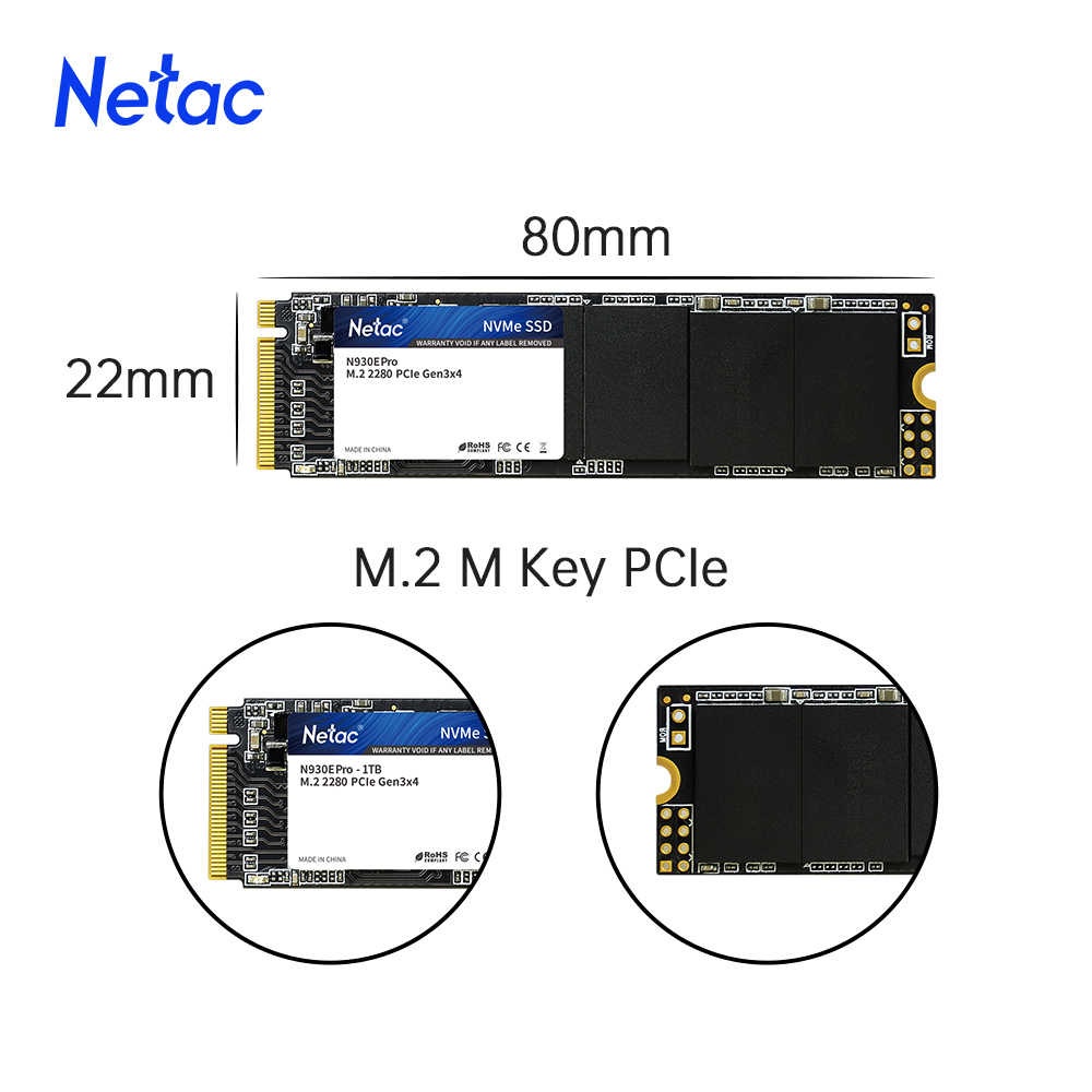 SSD Netac M.2 2280 NVMe 256GB PCIe N930E Pro Gen3x4 Chính Hãng - Mới Bảo hành 36 tháng