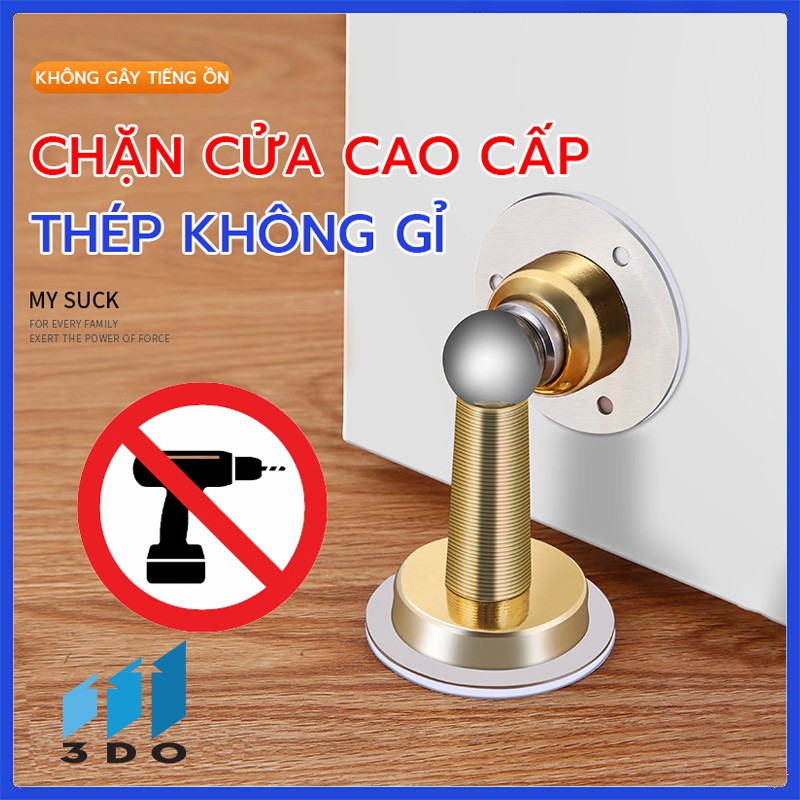 Chặn cửa thông minh - inox 304 Thép không gỉ - Sử dụng băng dính 3M không cần khoan đục - Nam châm hút cực mạnh 3DO