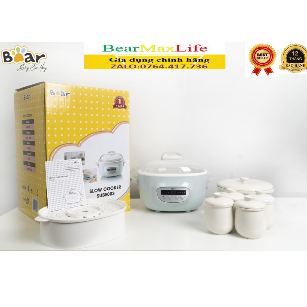 Nồi Nấu Chậm 2.5L Bear SUBE003  - CÓ LỒNG HẤP- HÀNG QUỐC TẾ