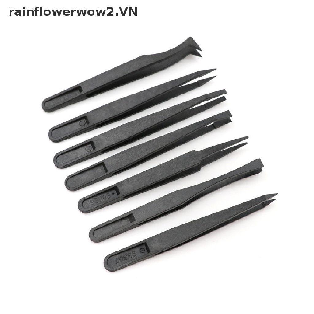 Set 7 Nhíp Nhựa Cứng Màu Đen Chống Tĩnh Điện Chuyên Dụng Sửa Chữa