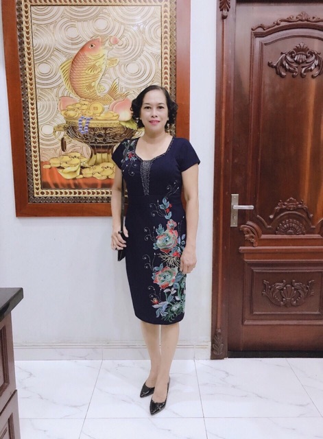 Đầm trung niên nữ kết ren đầy đủ size