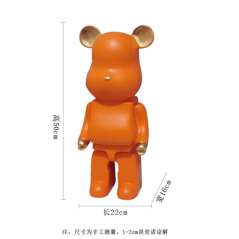 Tượng Gấu BearBrick Cam SG.DECOR Cao 50cm Hottrend Decor độc đáo hàng chuẩn loại 1 trang trí Shop nhà cửa Quà tặng Decor