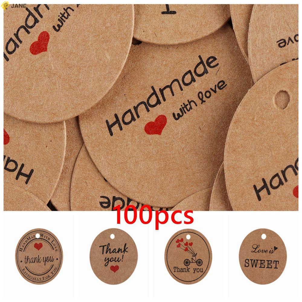 Bộ 100 Thẻ giấy kraft trang trí túi đựng quà cưới xinh xắn