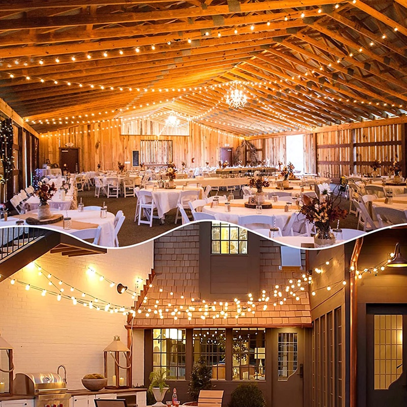 Dây đèn trang trí ngoài trời dùng cho quán cà phê, trà chanh, trà sữa... 10m 20 bóng, 5m 10 bóng loại