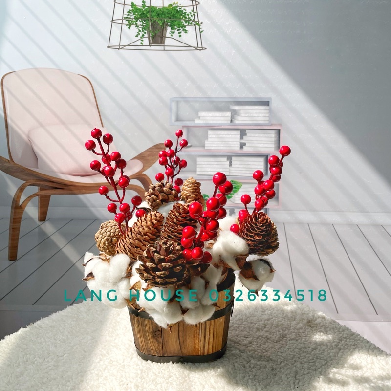Hoa Giả - CÀNH QUẢ THÔNG KHÔ, ĐÀO ĐÔNG, QUẢ BÔNG TRANG TRÍ NHÀ CỬA, GIÁNG SINH, QUÁN CAFE….
