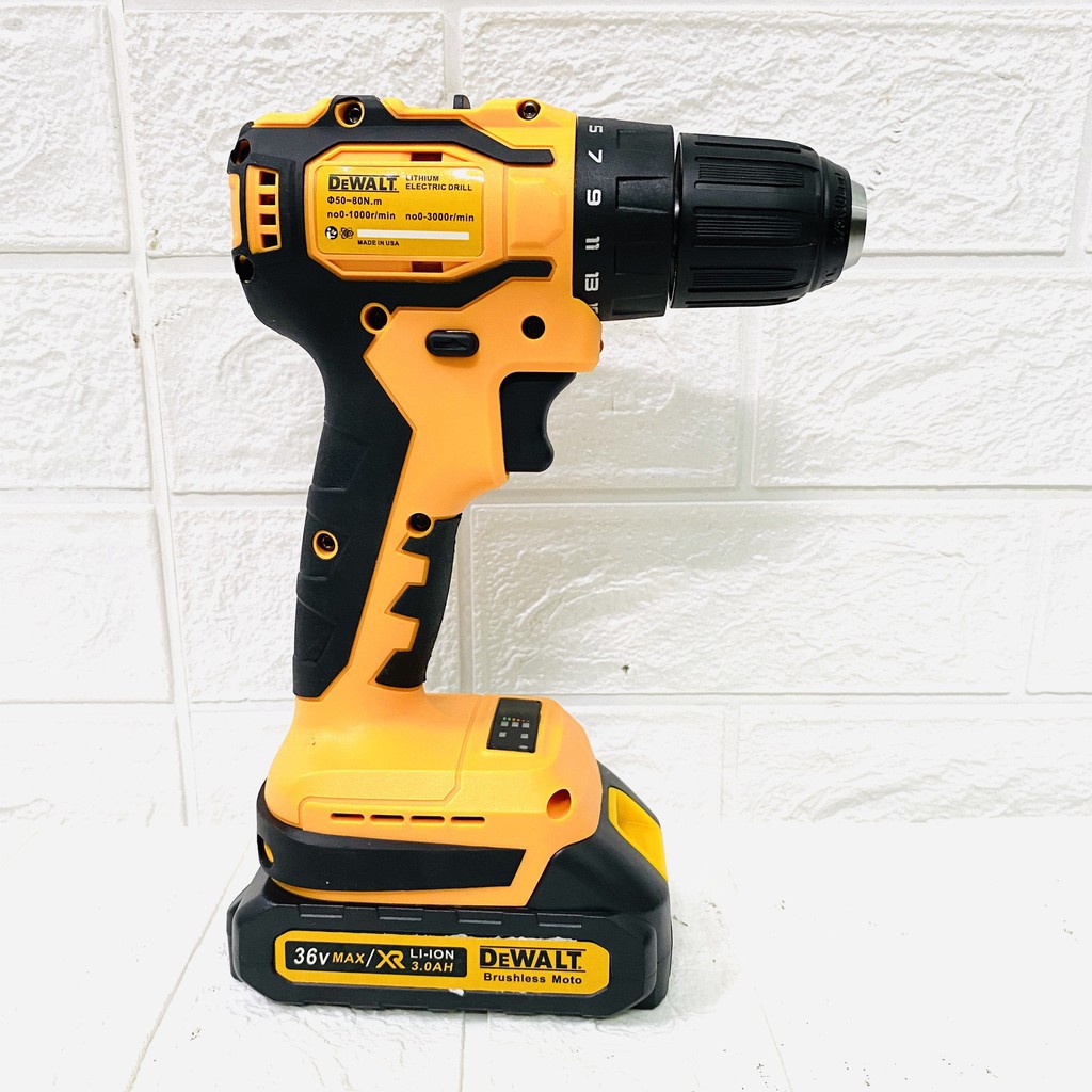 Máy khoan pin Dewalt 36v KHÔNG CHỔI THAN TẶNG KÈM PHỤ KIỆN