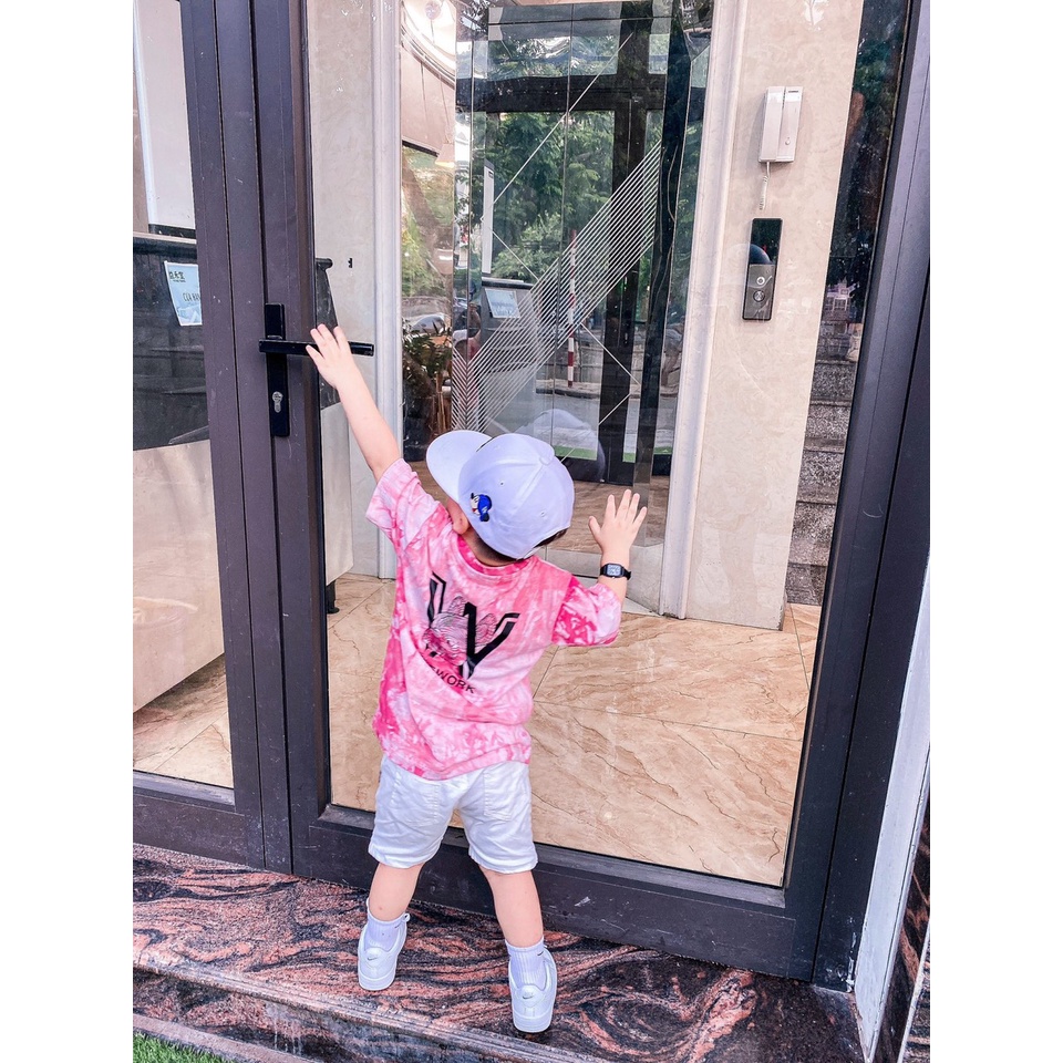 (HÀNG XUẤT XỊN) Áo kid mẫu Life/work mới màu loang HỒNG  Size 90-100-110-120-130-140-150