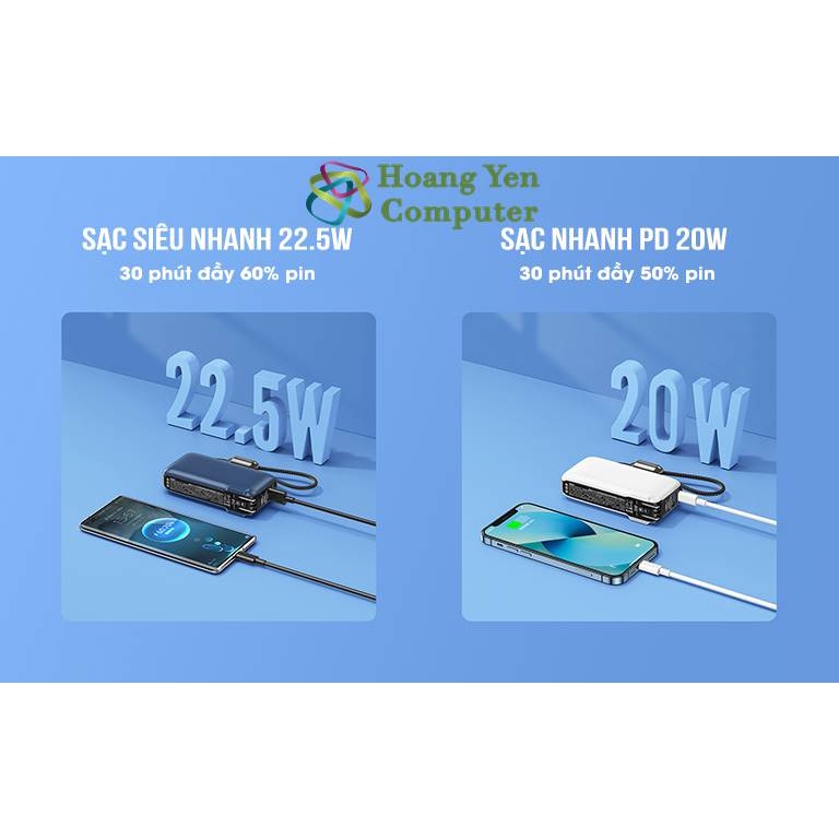 Sạc Dự Phòng Remax RPP-278 10000Mah (Sạc Nhanh QC3.0, PD20W), Nguồn AC Sạc Trực Tiếp - BH 1 Năm - Hoangyencomputer