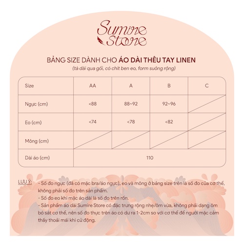 Sumire Store Áo dài linen Thêu tay Anh Hoa