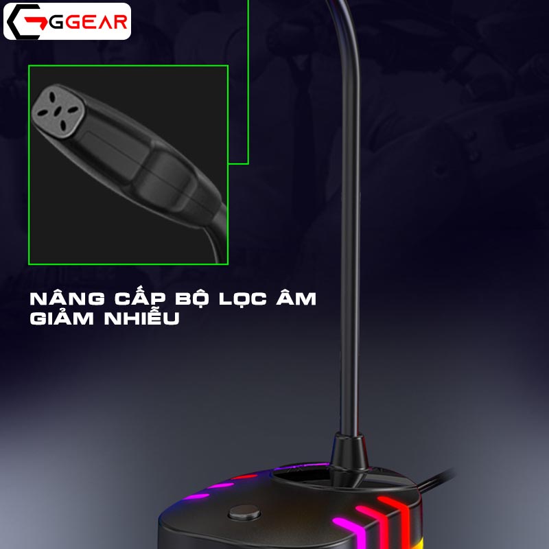 Micro thu âm Ggear MNS5 led rgb chống ồn lọc nhiễu âm thanh chân thực livestream học online đàm thoại trực tuyến gaming