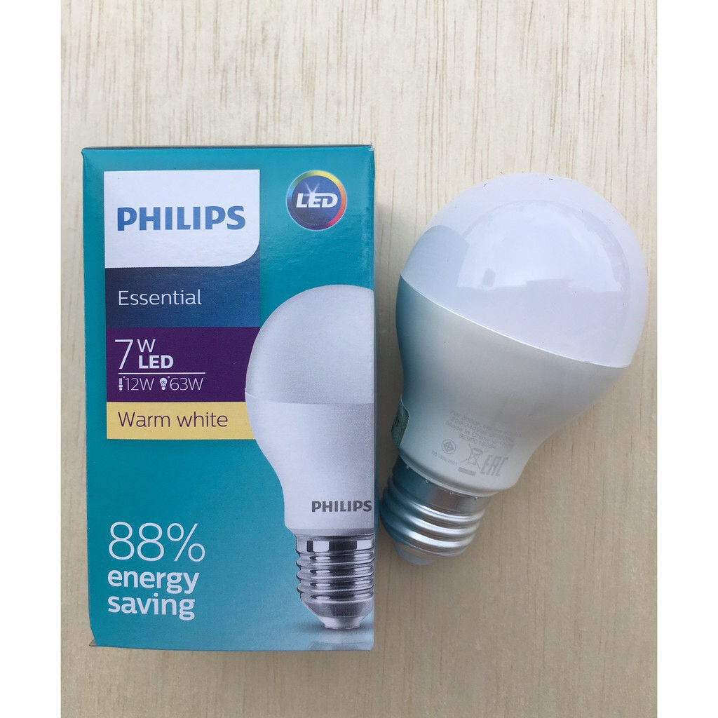 Bóng đèn led Philips Bulb  Essential A60 E27, tiết kiệm điện, ánh sáng cao - Hàng chính hãng