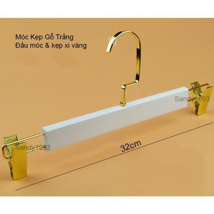 Móc Kẹp Gỗ Đầu Móc Và Đầu Kẹp Xi Mạ Vàng 32cm (1 móc)