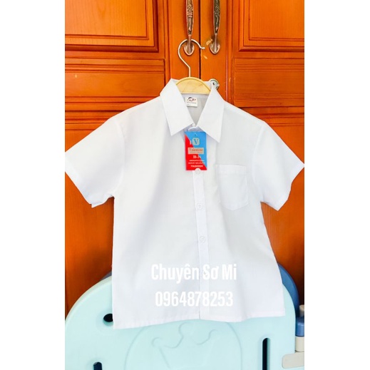 Sơ mi trắng học sinh nam ngắn 5-8