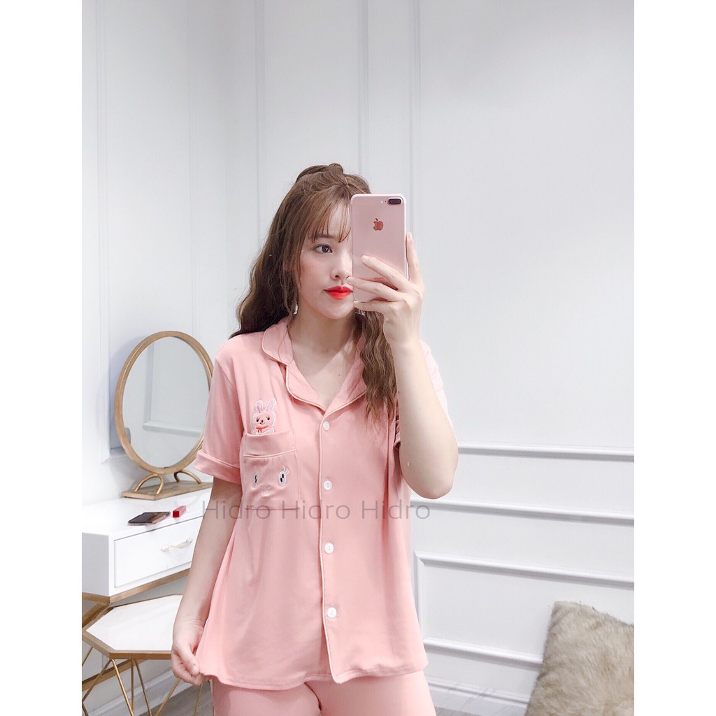 Bộ pijama thêu hoạ tiết thỏ siêu cute