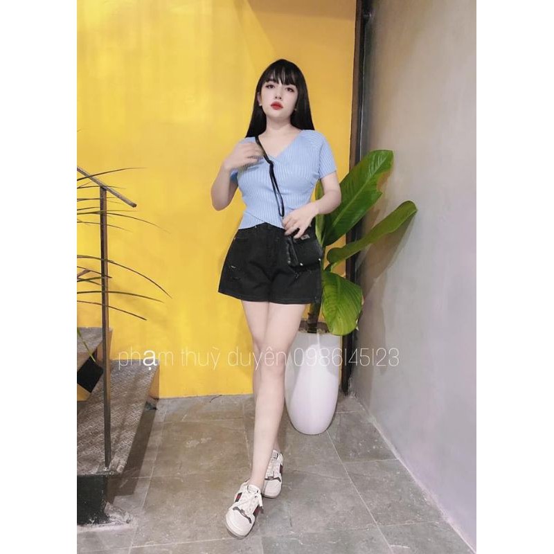 Áo len montogi cộc tay vạt chéo [ Quảng Châu ] [ Ảnh Thật ] | BigBuy360 - bigbuy360.vn