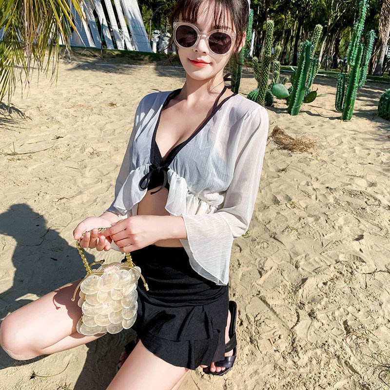 Bộ Đồ Bơi Ba Mảnh Tay Dài Nâng Ngực Thời Trang Quyến Rũ Cho Nữ | BigBuy360 - bigbuy360.vn