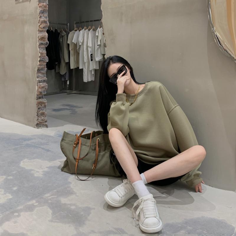 HIIXIIVI Áo sweater Mỏng Tay Dài Cổ Tròn Dáng Rộng Thời Trang Mùa Thu Hàn Quốc 2022