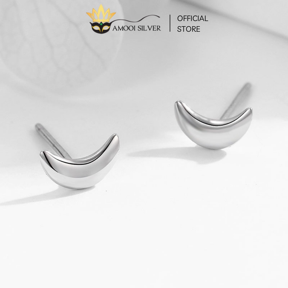 Bông tai bạc S925 mặt trăng chui vặn - Amooi Silver AB164