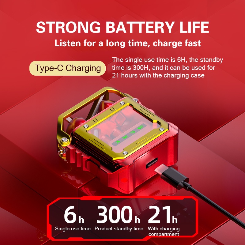 Tai nghe Red Metal Gaming Bluetooth 5.3 nhet tai thể thao hot thời trang chấtlượng the thao tai nghe điện thoại pro siêu nhét tai không dây audio ko dây nút nhét tai comic TWS wireless  earphone PUBG earpods