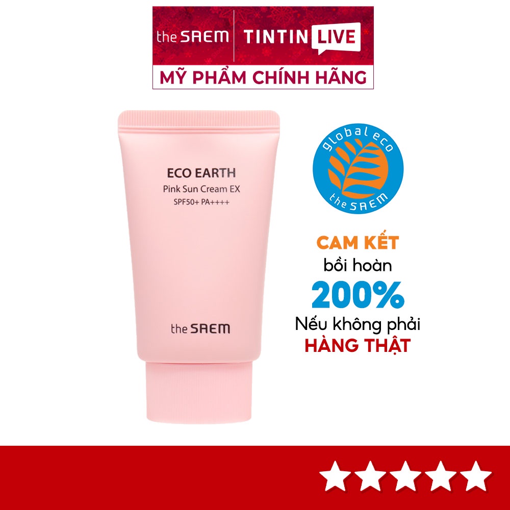Kem chống nắng The Saem Eco Earth Pink Sun Cream EX SPF50+ PA++++ ngăn ngừa tia UVA và UVB