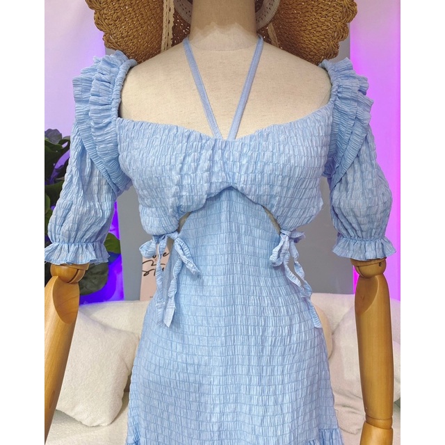 Set đầm đom đóm công chúa form ngắn gồm áo bèo nhún + đầm ngắn dễ thương