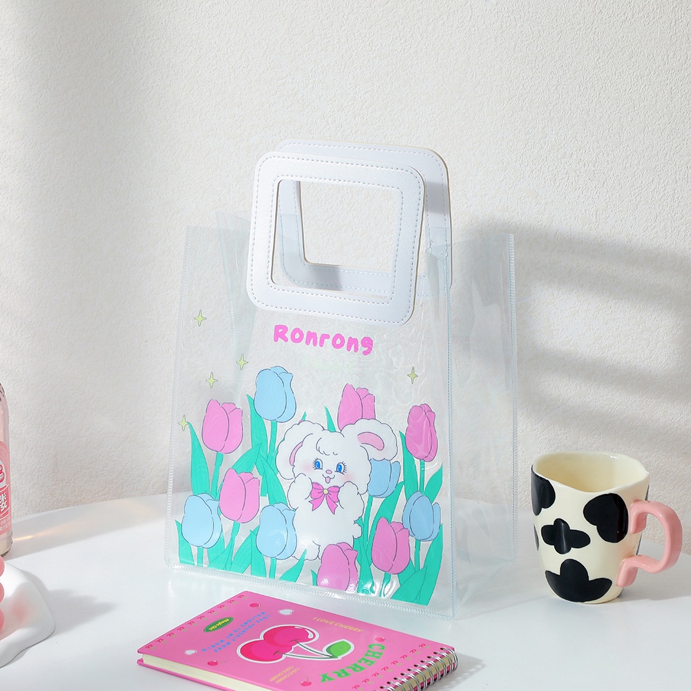 Túi Tote Trong Suốt Chất Liệu PVC Họa Tiết Gấu Dễ Thương