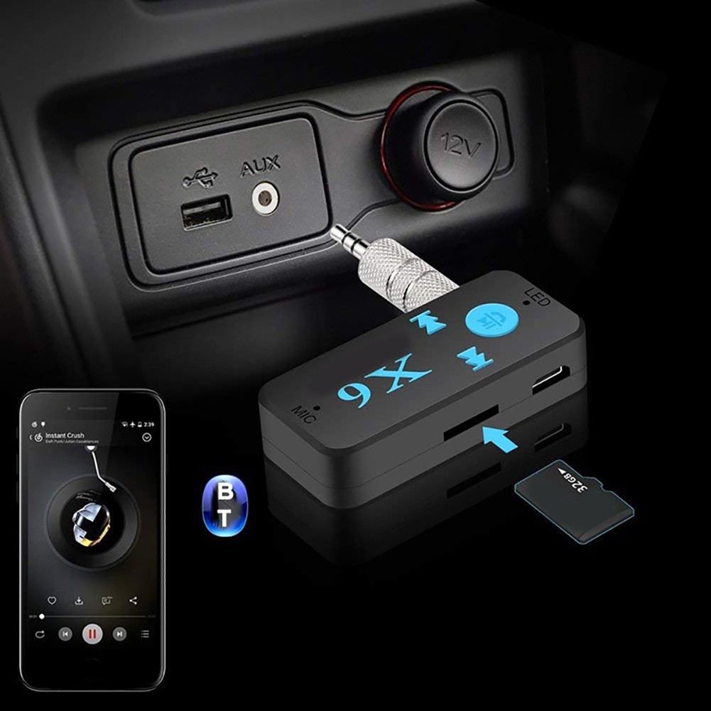 Thiết Bị Nhận Tín Hiệu Âm Thanh Bluetooth Không Dây X6 Jack 3.5mm Cho Xe Ô Tô