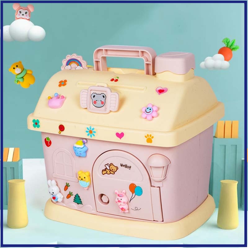 Két Sắt Mini Hộp Tiết Kiệm Nhiều Kiểu, Ống Heo Tiết Kiệm Hình Ngôi Nhà Kiểu Dáng Dễ Cưng Cho Bé!