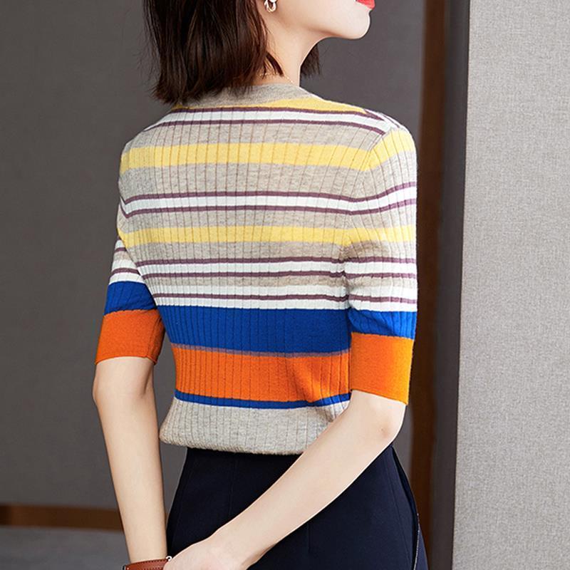 Áo Thun Dệt Kim Mỏng Tay Ngắn Phong Cách Thời Trang Xuân Hè Mới 2023