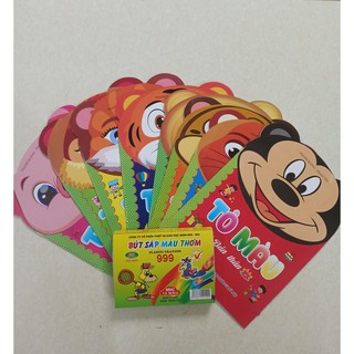 Set 8 quyển tô màu cho bé ( tặng kèm 1 hộp sáp màu thơm)