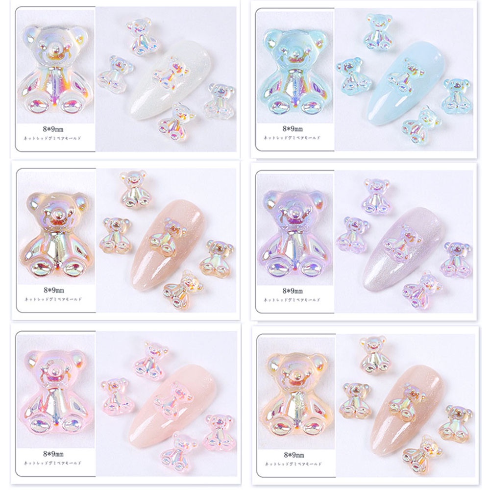 [Hàng mới về] Hộp 12 ngăn hoa resin nơ ruy băng váy gấu bướm AB màu kẹo trang trí móng cho salon