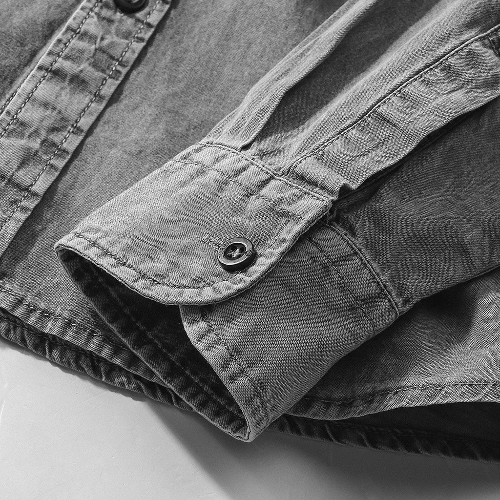 Áo sơ mi nam dài tay cổ bẻ 1 túi HEBOZ chất vải denim lên form sang chảnh - 00000713 | BigBuy360 - bigbuy360.vn
