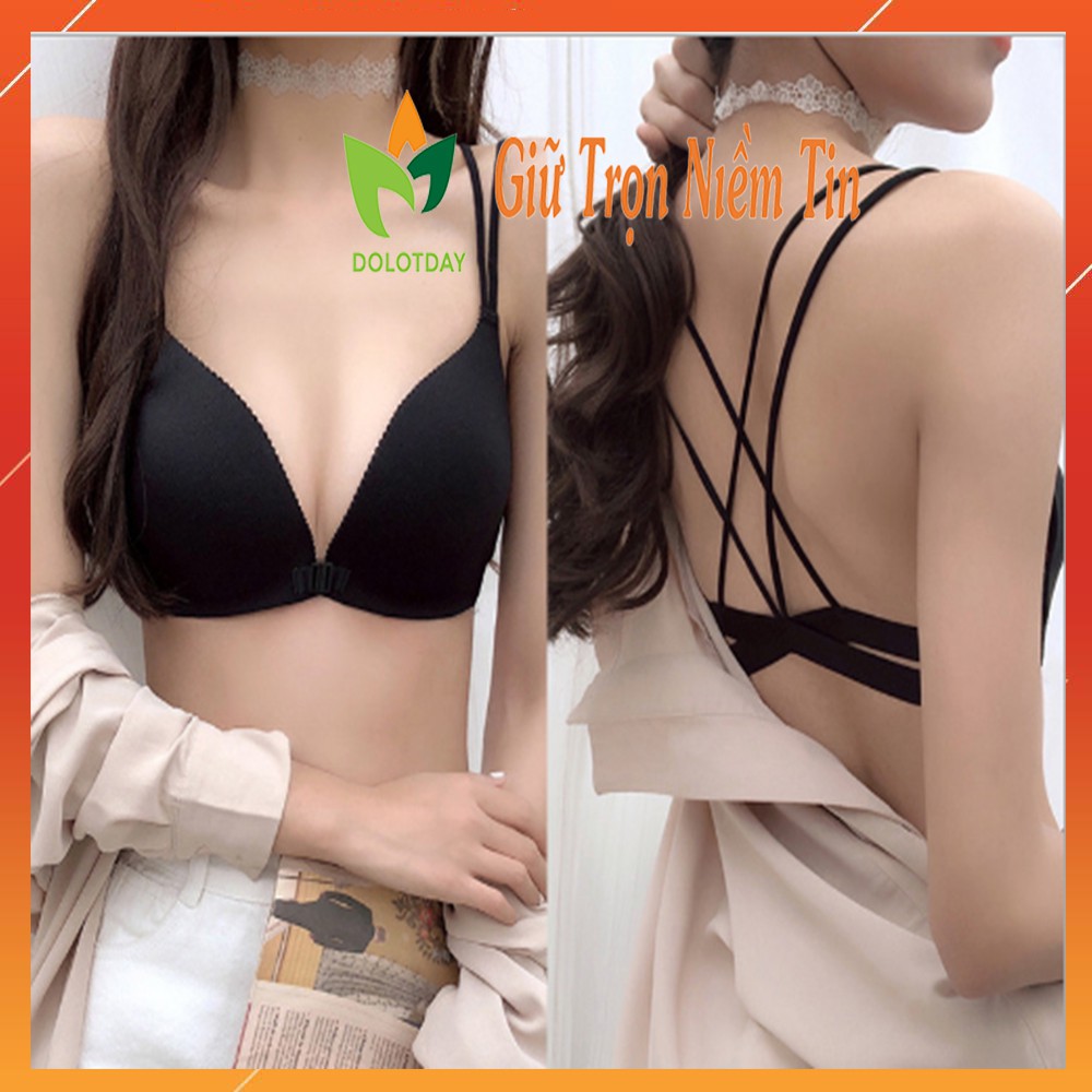 Áo Lót Nữ Nâng Ngực - Áo Ngực Nữ 2 dây đan chéo lưng móc cài trước tôn vòng một gợi cảm AOLOT19