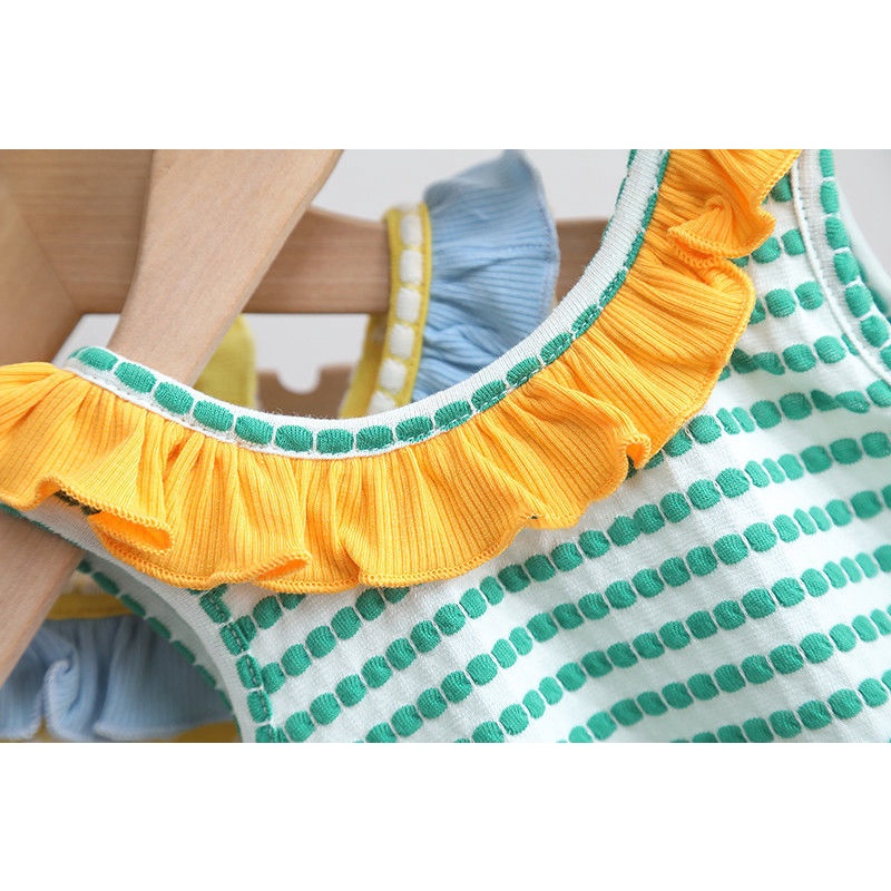 [Babycat] Hàng Có Sẵn Áo Hai Dây Cotton Mỏng Kẻ Sọc Phong Cách Nhật Bản Hàn Quốc Mùa Hè Cho Bé Gái